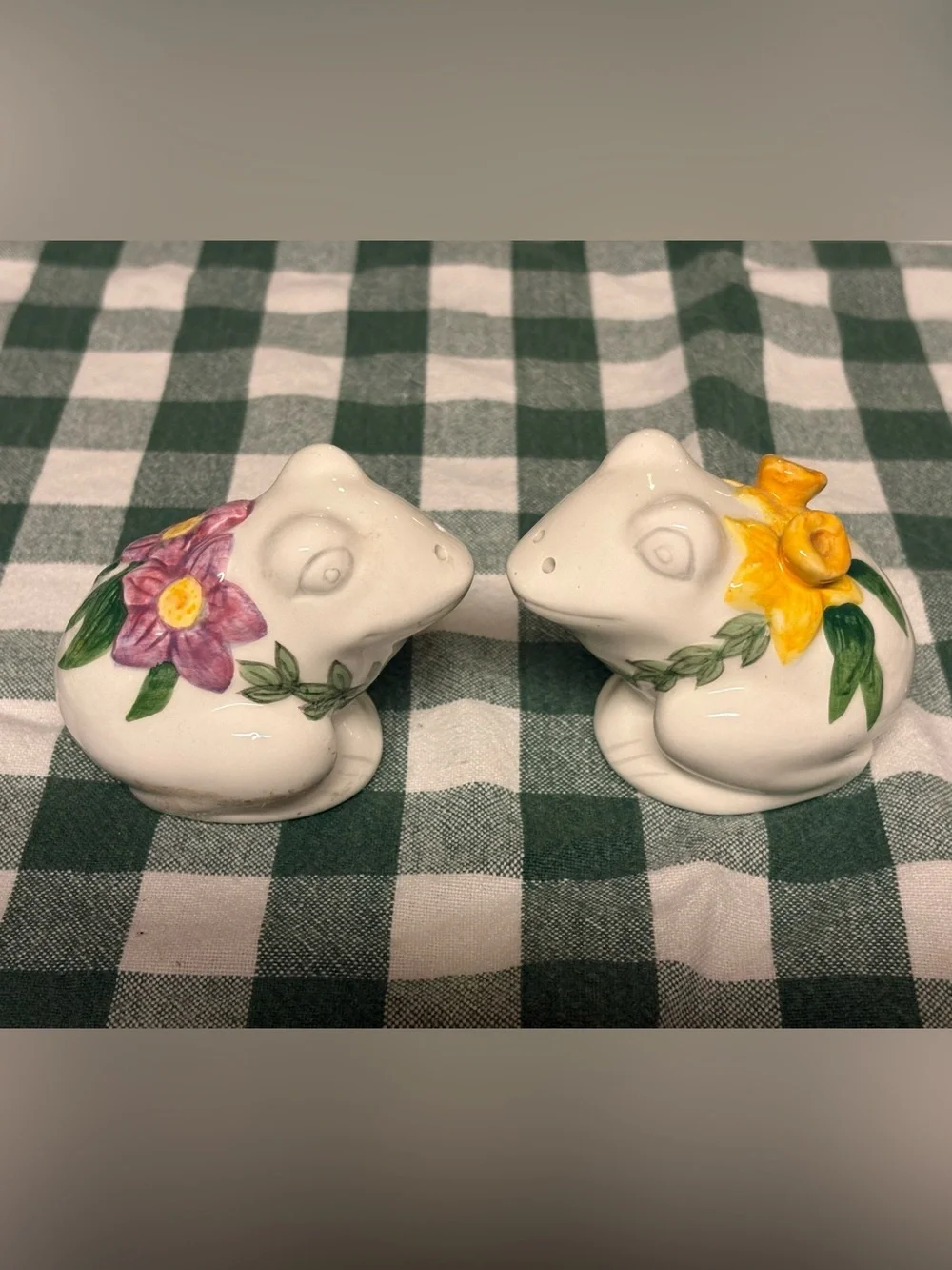 Ceramic frog salt and pepper shakers